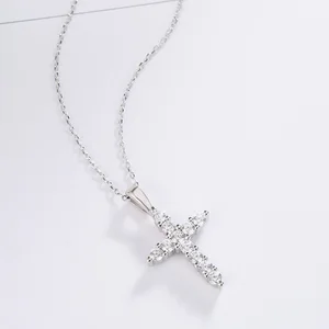 POLIVA Fashion 925 Sterling Silver Pendants 3A Cubic Zirconia White Gold Plated CZ Cross Pendant for Girls