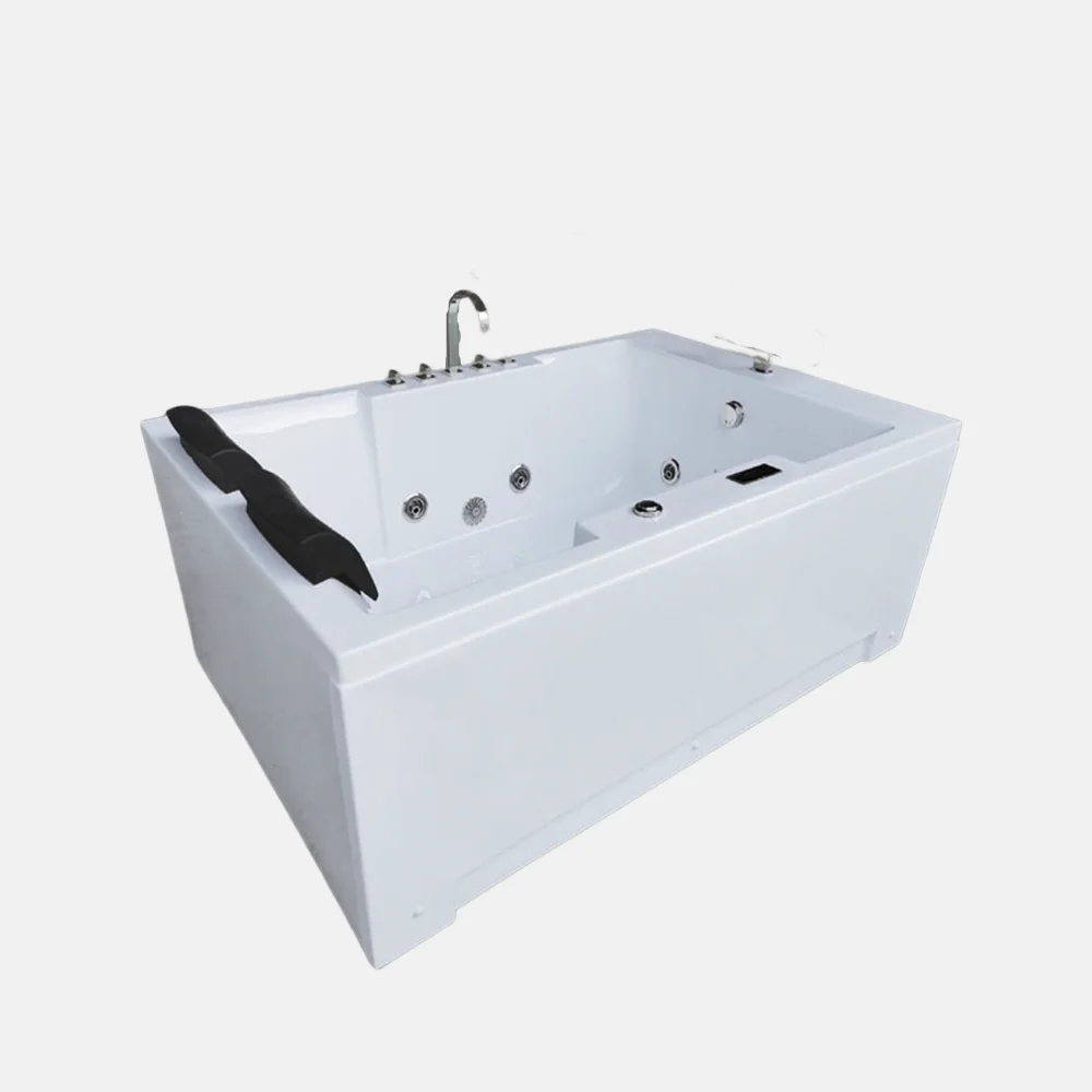 Wholesale High-end Bathroom Artificial Stone Above Ground Hot Tub Villa Relaxing Soaking Massage 2 People Bathtub with TV