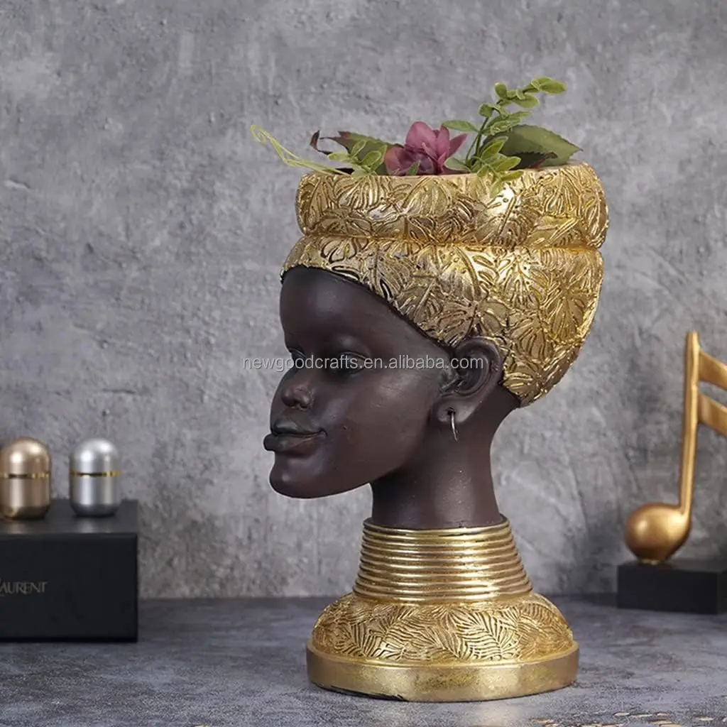 African Lady Statue with Key Tray Decorative Sculpture Girl Statues Home Decor Resin Craft Figurines Ornaments Living Room
