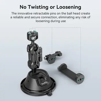 Smallrig Suction Cup Mount for Gopro with Anti-Twist Pin, Metal Windshield Car Mount Outside, Dash Mount for Vlogging - 4275 detail image