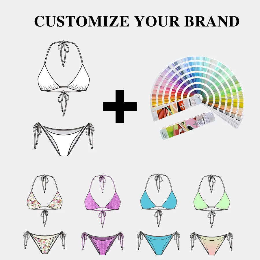 Customized String Bikini Swimsuit 3 Piece T-Shirt Women's Fashion Swimwear and Beachwear