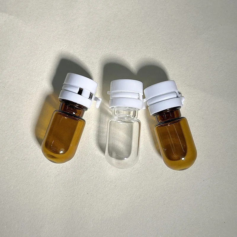 Portable Mini 1.5ml 2ml 3ml 5ml Tamper Proof Amber Glass Vials High Borosilicate Glass Ampoule Bottle