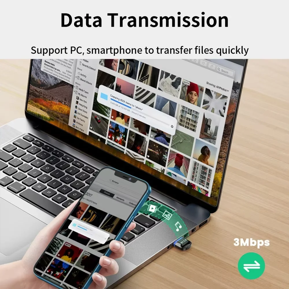 HG Bluetooth адаптер 5.4 USB Bluetooth стик Plug and Play Bluetooth ключ за настолен компютър Поддръжка на компютър Windows