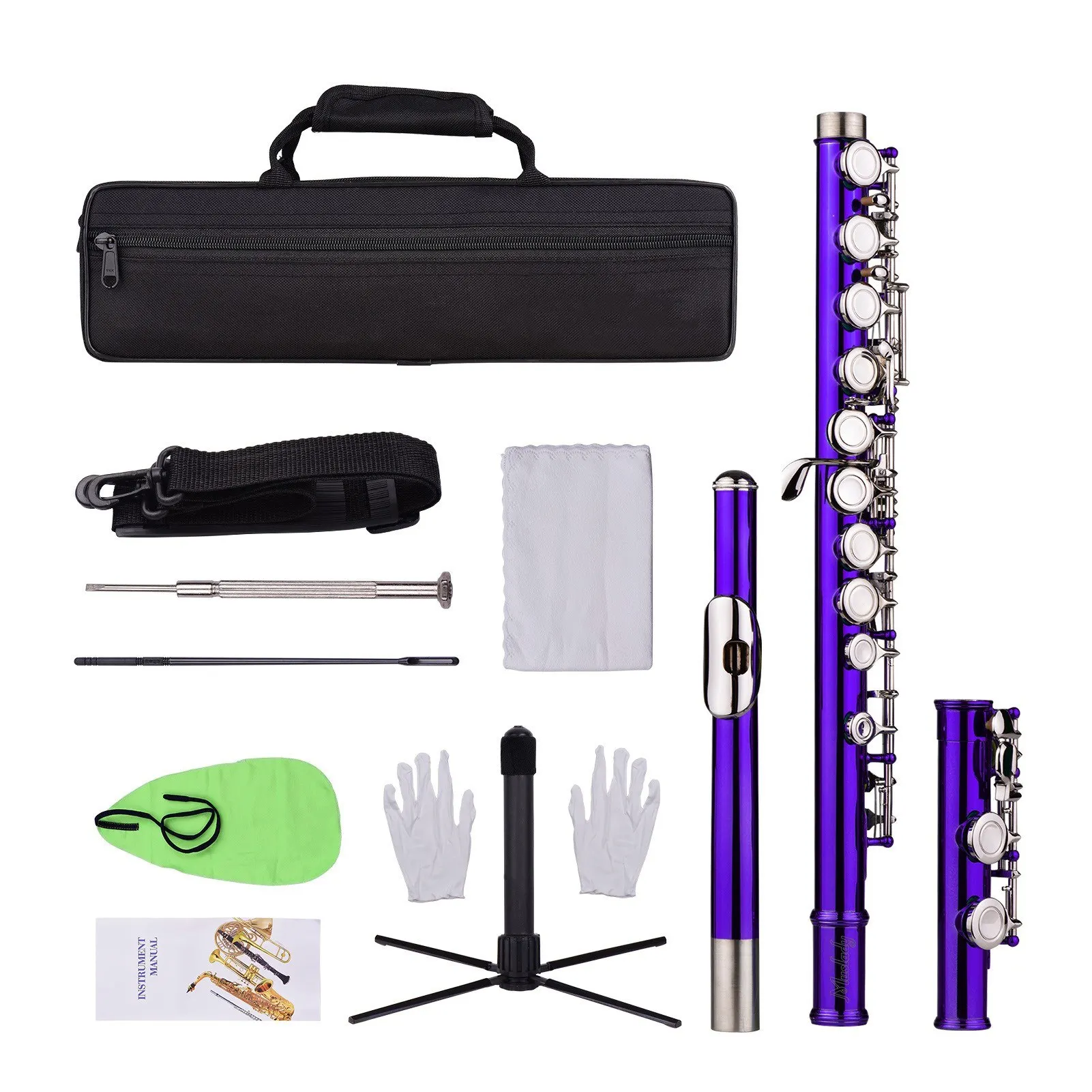 С-образная канавка с замкнутым отверстием 16 клавиш мельхиковый никелированный ветровой инструмент футляром для переноски подставка канавки чистящая ткань Mini Scr