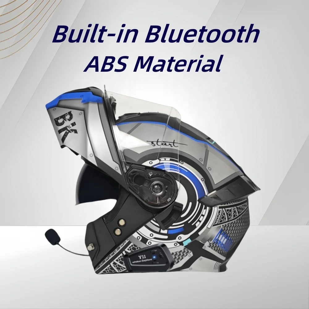 New Abs Modular Helmet for Adults Bluetooth Open Face Helmet Casco Moto Head Crash Motorbike Motocross Motorcycle Helmets