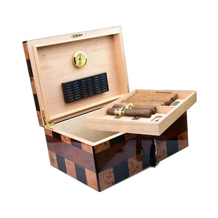 New Arrivals Desktop Chess Inlay High End Luxury Wood Cigar Humidor