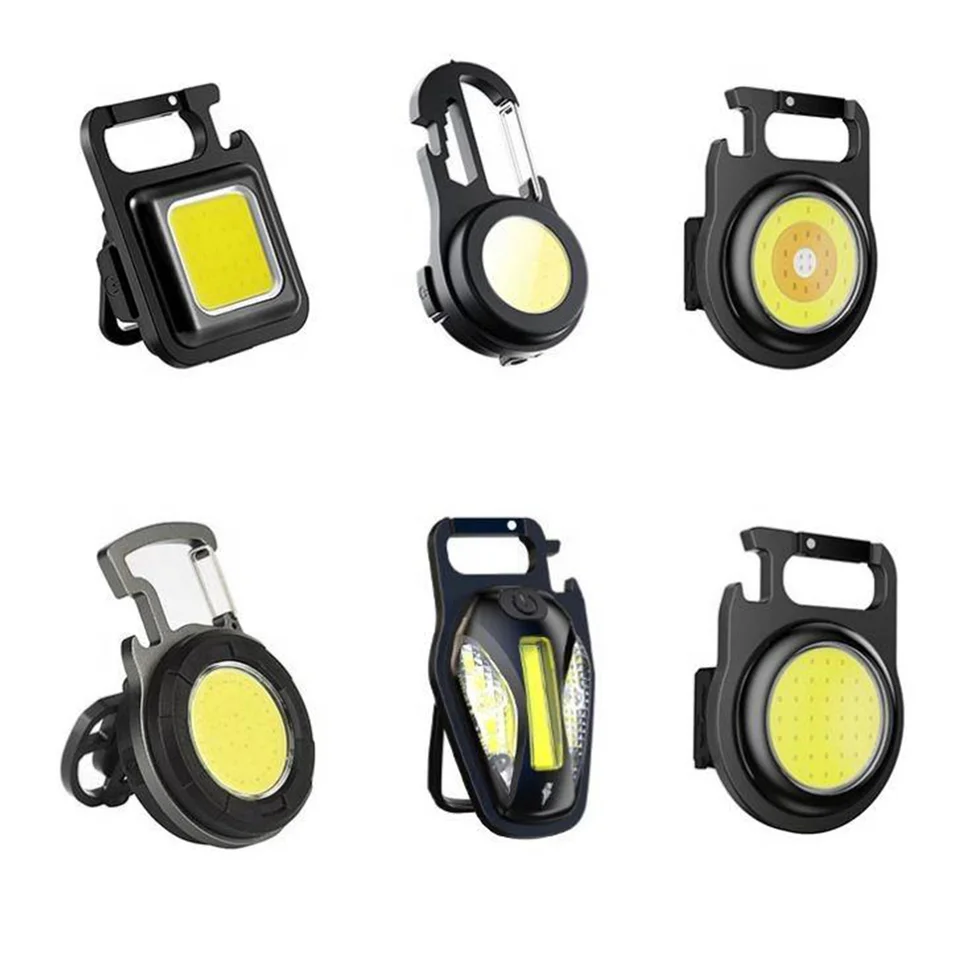 Mini bottle opener light outdoor rechargeable pocket keychain IP65 waterproof camping magnetic 5w cob led flashlight work light