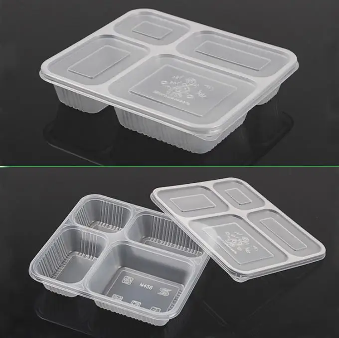 2022 Bulk Disposable Plastic Takeout Clear Black Square Food