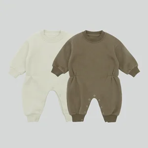 Custom Logo Baby Sweatshirt Romper Fleece Baby Bodysuits Long Sleeve Jumpsuit Full Unisex Winter Rompers