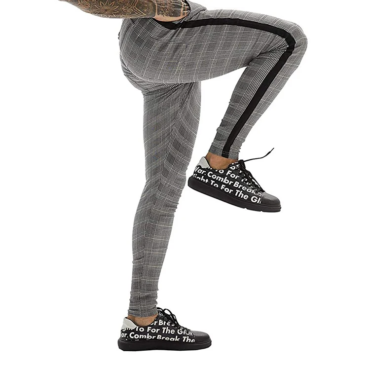 mens dress pants slim fit stretch skinny plaid pants for men