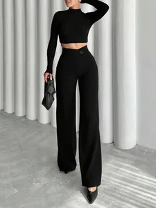 Women's Clothing Supplier New Women's Clothing Solid Color Loose High-waisted Ladies Long Pants Office Commuting Pants for Women