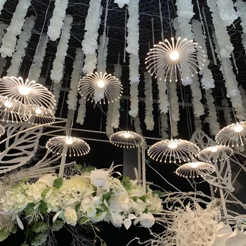 Creative new wedding props acrylic 10heads dandelion chandelier luminous jellyfish ocean wedding decorative lights beautiful.
