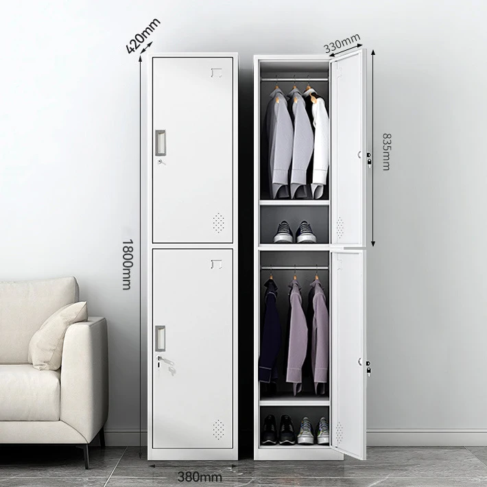 Gray White Steel Three Door Locker for School, Gym, and Office Storage