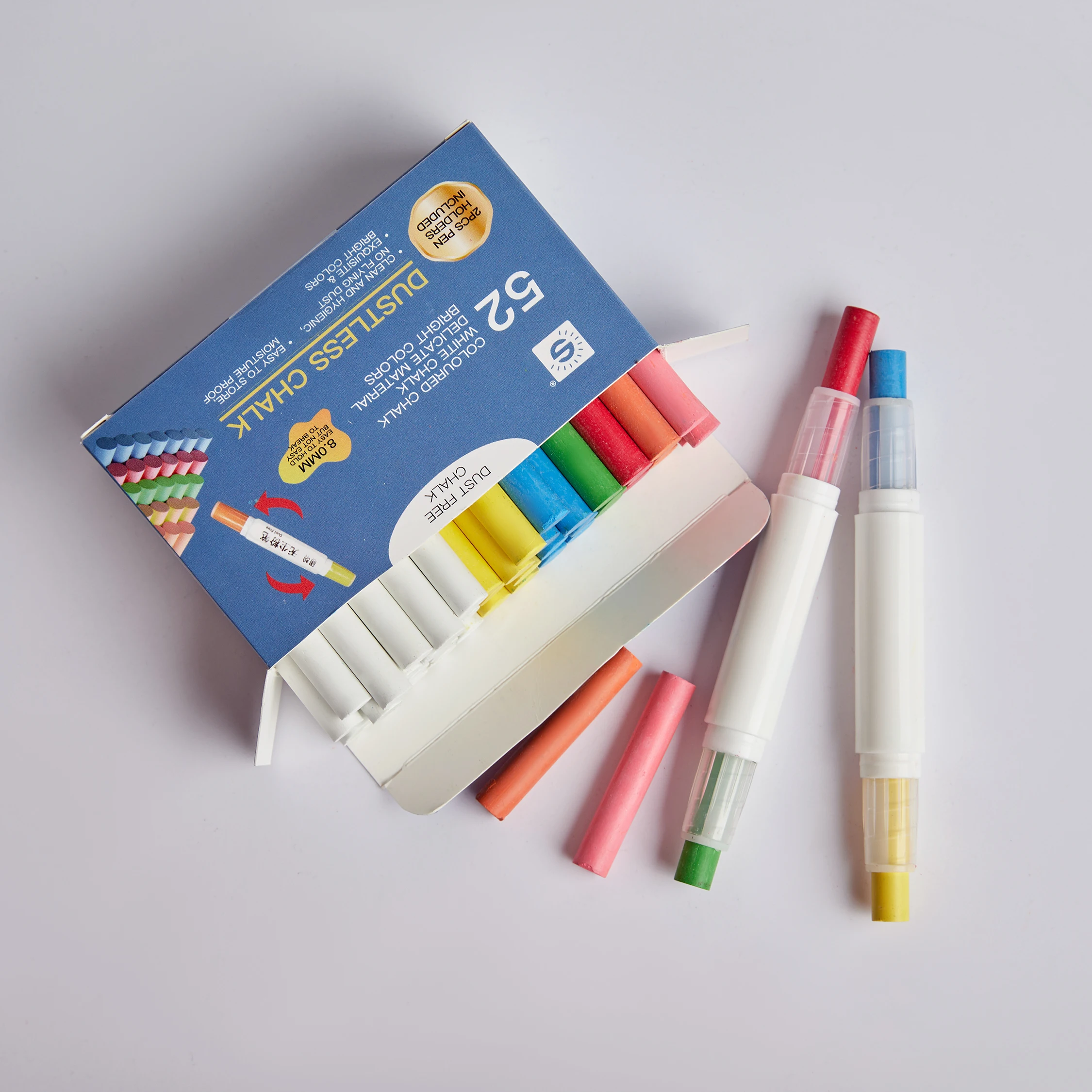 Безопасный нетоксичный Мел без пыли SUNNY, 6 цветов, моющийся для учеников школы