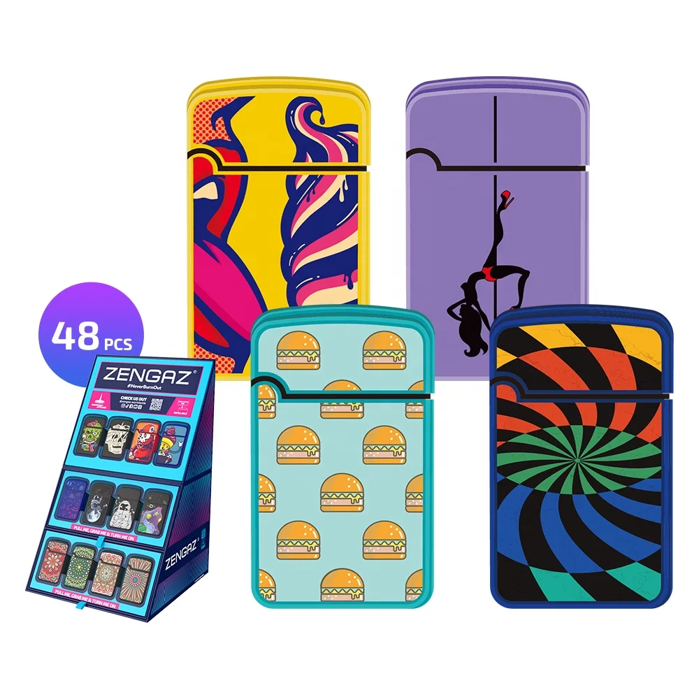 ZENGAZ CUBE Display 48pcs - Cool Gas Torch Lighters for Women