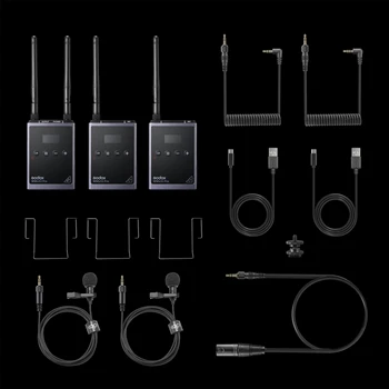 Godox  WMicS1 Pro Camera-Mount UHF Full Metal Dual-Channel Wireless Omni Lavalier Mic Microphone System (514 to 596 MHz) product image