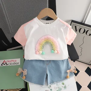 Wholesale Summer Toddler Girls Open Leg 100 Percent Organic Cotton 3-6 Months Clothing 2pcs Sets for Kids