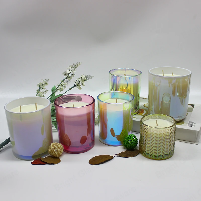 Luxury Rainbow Color Votive Candle Holders With Lid Candle Jars