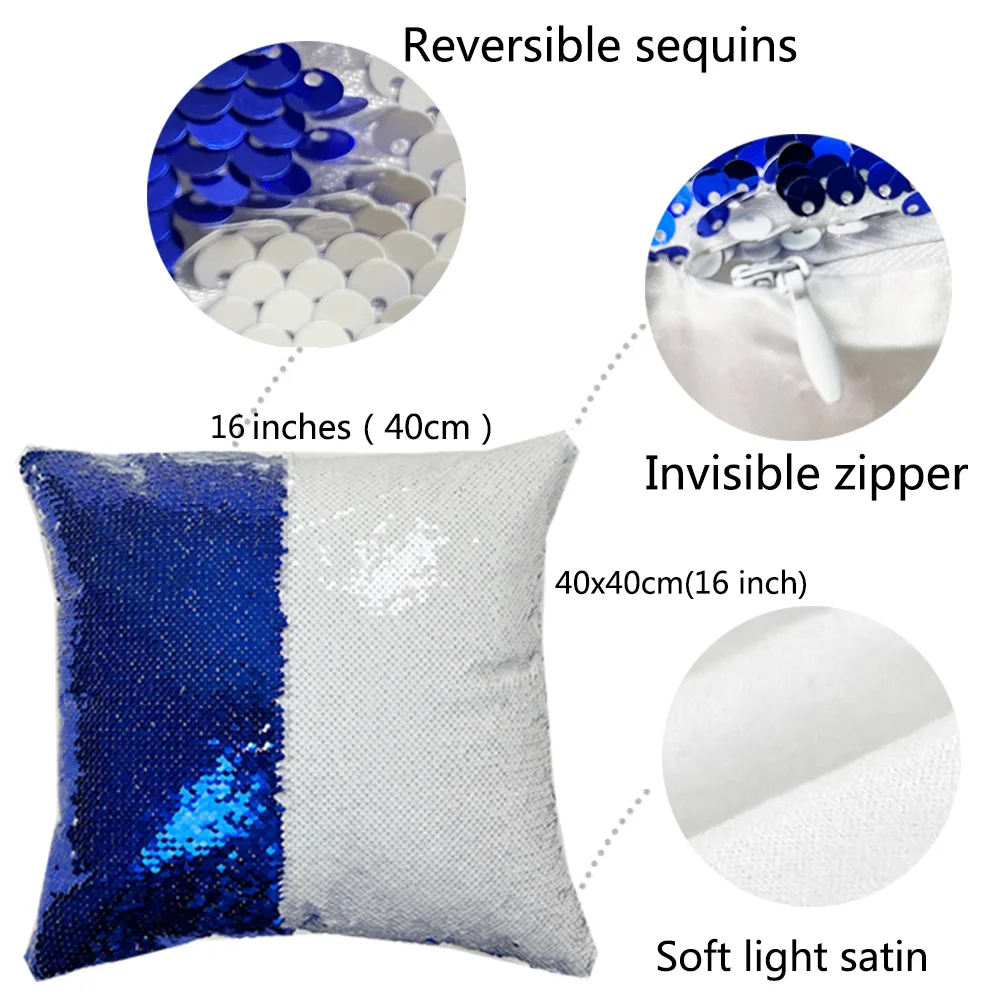 Reversible Sequin Sublimation Pillow Case 16 x 16