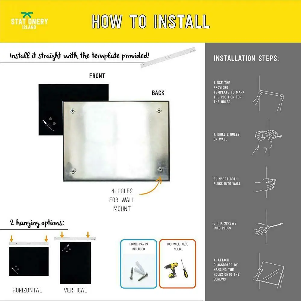 
Стираемая доска из закаленного стекла с магнитом 
