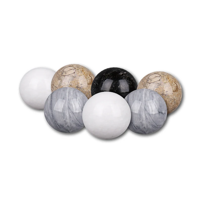 50 Pcs 3Cm Assorted Mix Natural White Black Grey Yellow Mini Marble Sphere Ball