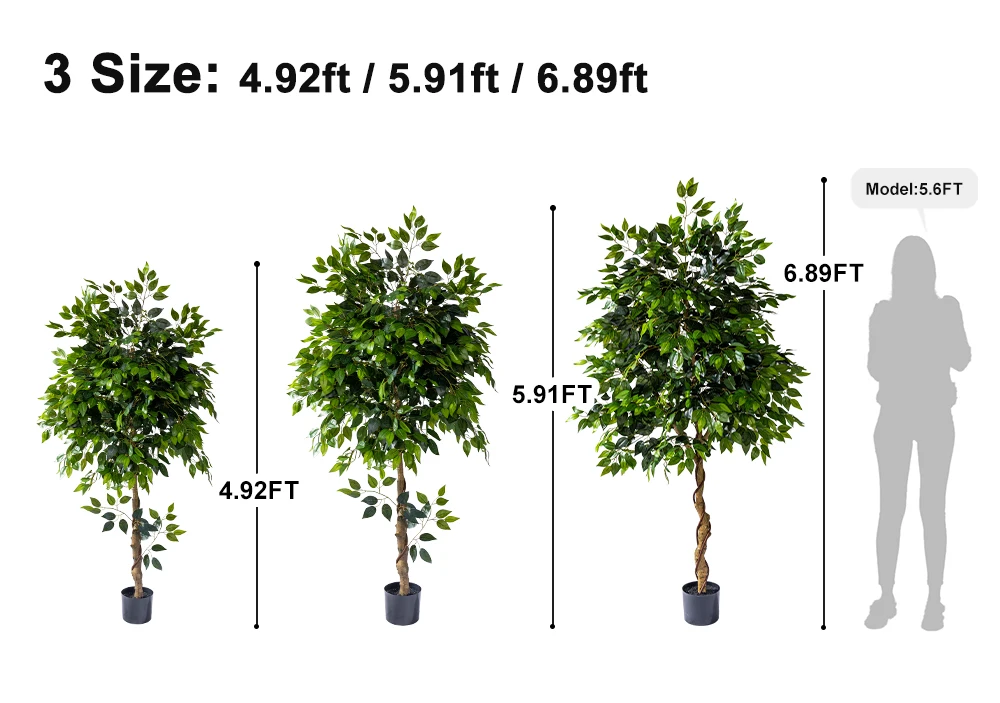 product artificial ficus benjamina tree real touch green artificial plant for indoor decoration-12