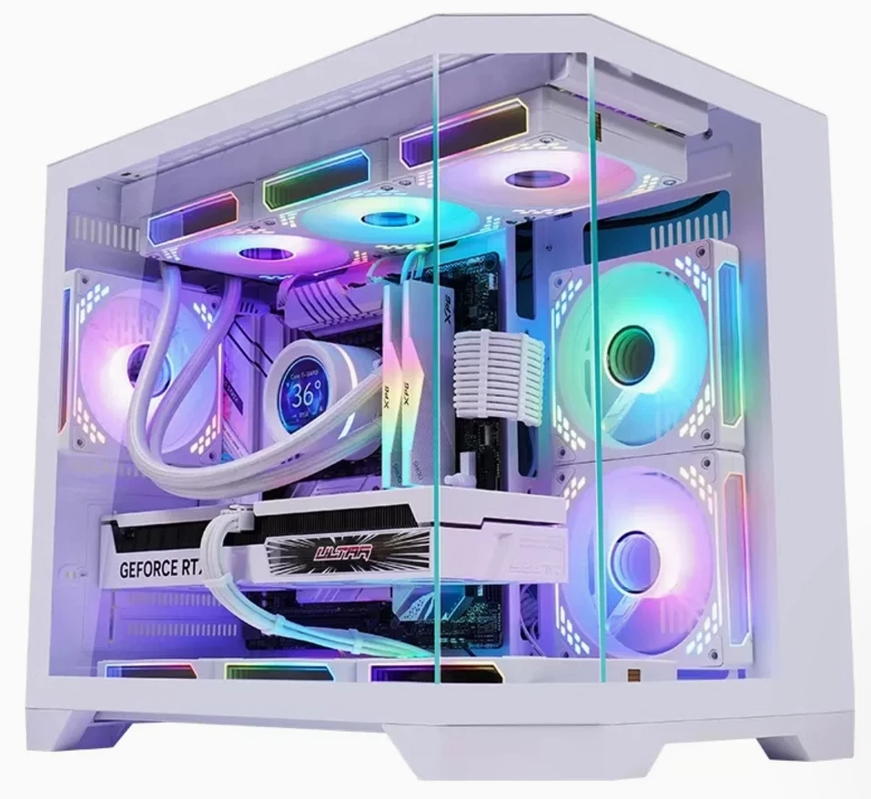 SNOWMAN CS090 Mini PC Case Supports MATX IATX 9 Fans 360 Liquid Cooler Mesh Aluminium Ma aperçu 3