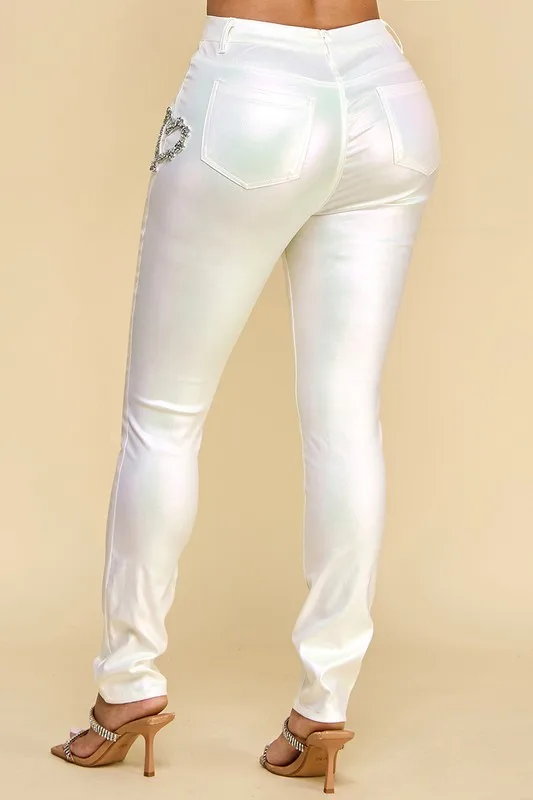 Lady Heart-shaped Ornament Fashion Pants - Image 4