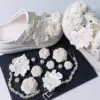 Bouquet - catena di perle bianche - 14 fibbie senza scarpe