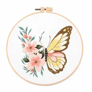 Wholesale DIY Classic Suzhou Embroidery Kit Butterfly Element Flower Embroidery Yarn Material for Amazon Cross Stitch Original