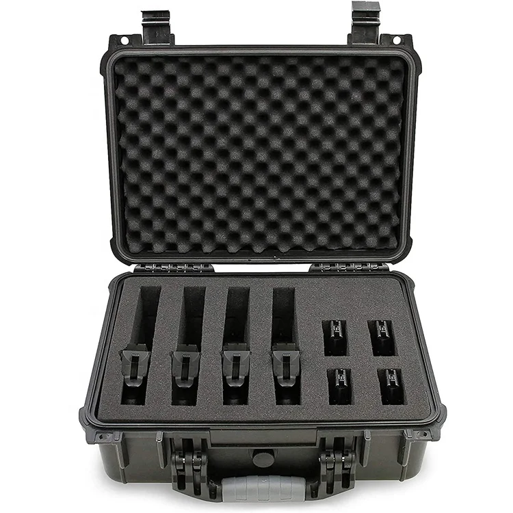 Promotion d'étui de transport en plastique rigide, étuis de protection pour pistolet avec mousse