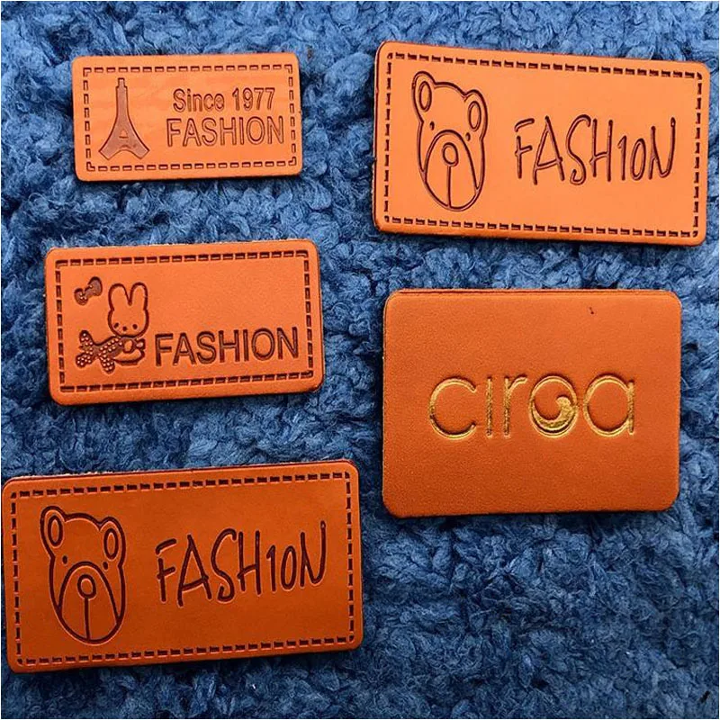 Custom Brand Name Logo Jeans Leather Patch Luggage Tag Leather Clothing