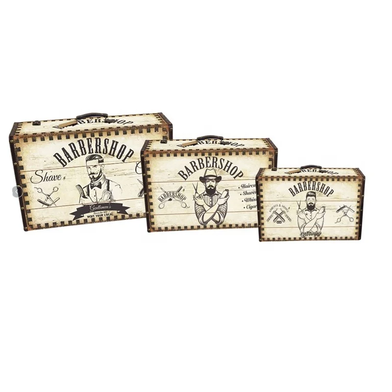 Adorno De Decoración Para El Hogar,Muy Duradero,Rectángulo Vintage,Juego De  3 Maletas De Almacenamiento De Madera Con Diseño De Peluquería - Buy  Almacenamiento Maleta A Casa De Almacenamiento De Equipaje Set3 Estilo  Vintage