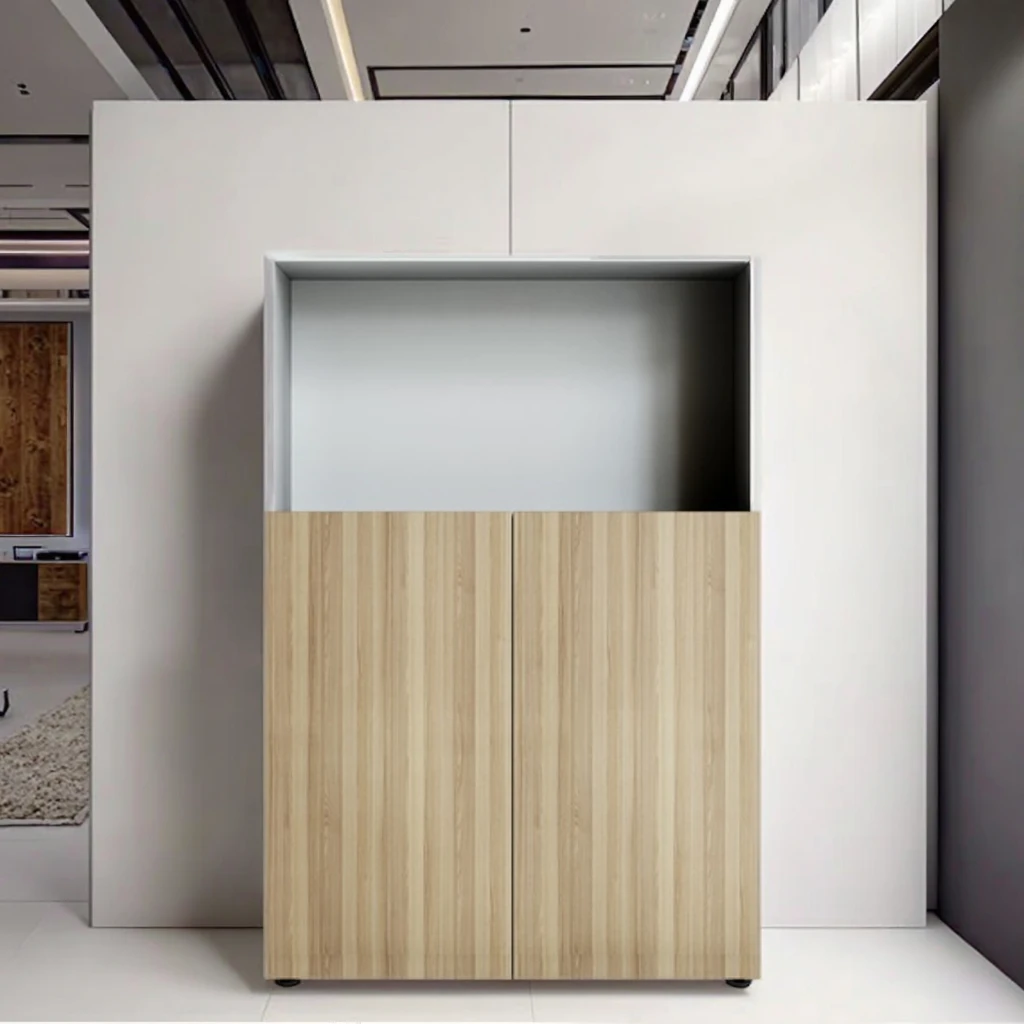 Compact Wood Office File Storage Cabinet with Document Organizer and Shelves 2