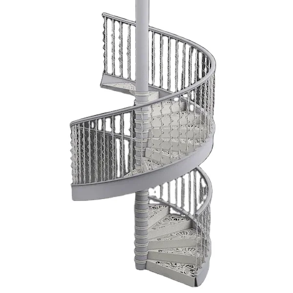 Foshan Durable Stairs Carbon Steel Beam Spiral Staircase with Wrought Iron Guardrails Wooden Tread Customized Interior stairs