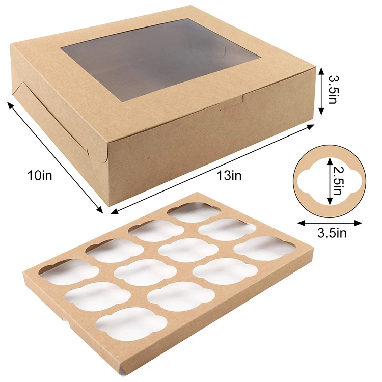 Wholesale Custom Disposable Eco Disposable 12 Inch Cup Cake Boxes With