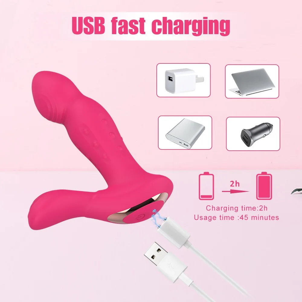 Wireless Remote Control Dildo Vibrator 9 Wiggling Prostate Massager 9 Vibrating Silicone Anal Butt Plug Male Sex Toy for Men