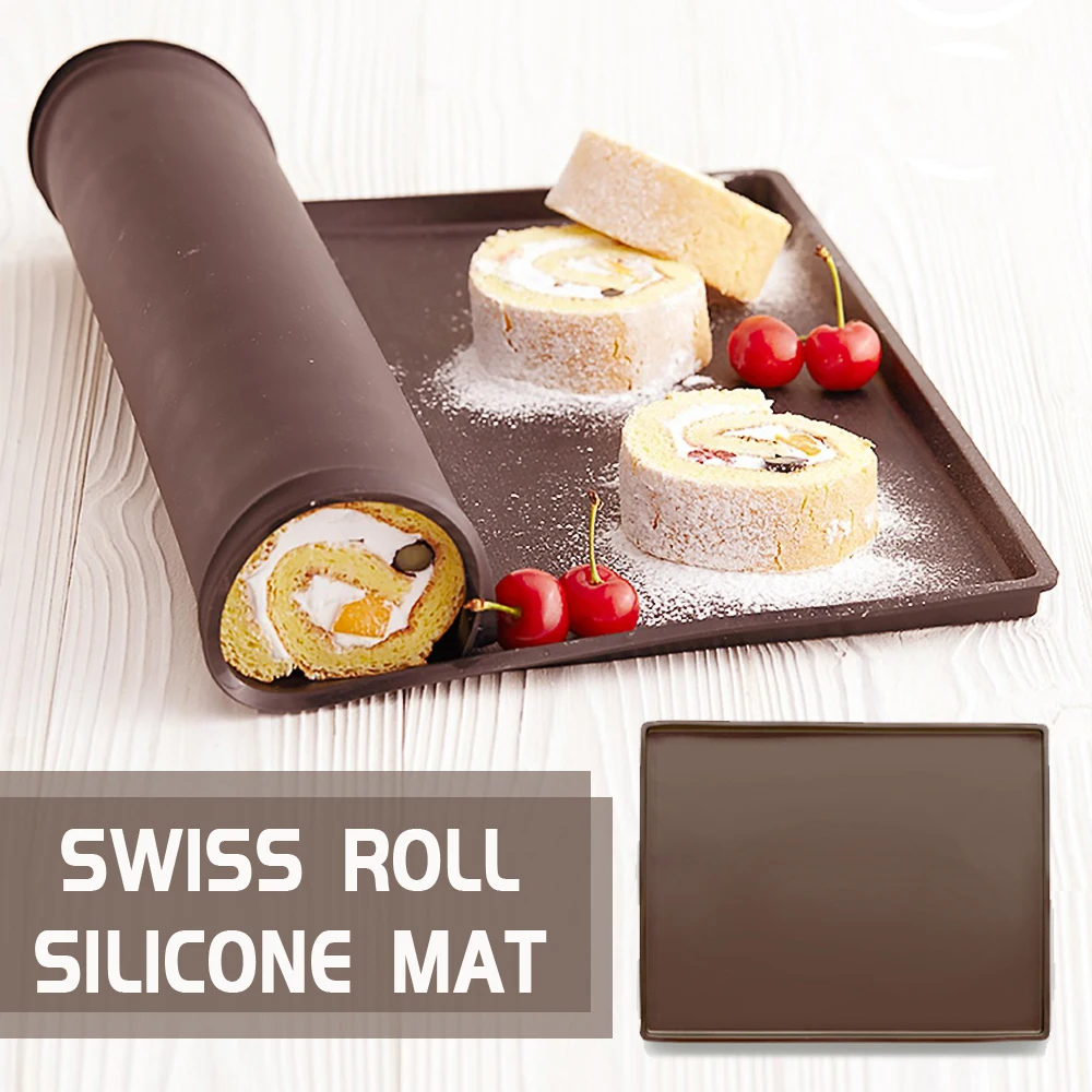 SELUXU Swiss Roll Cake Mat Silicona Pizza Galletas Molde Silicona Baking Roll Mat Pizza Pan Pastelería Pad 