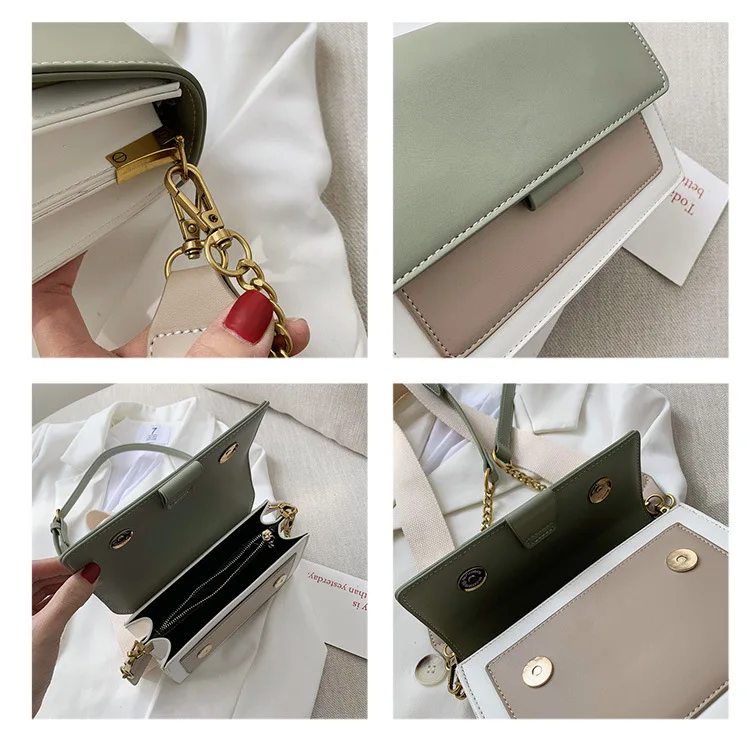 BESTELLA Ladies Small Handbag Large Latest New Fashion Design Zipper Closure Color-Blocking Texture Cross-Border Street