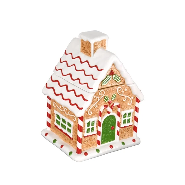 Керамическая канистра ручной работы высокое качество красивый Рождественский дом фарфоровые стеклянные контейнеры для печенья и конфет