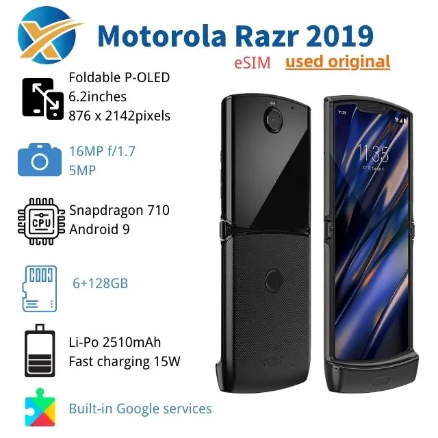 Original Motorola Razr 2019 Flip Phone 6+128gb Esim Unlock Global Communication Version