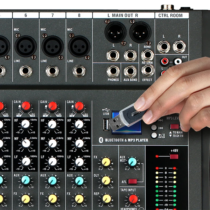 CT8 8 channel mixer sound system professional stereo dj karaoke controller powered audio console mixer
