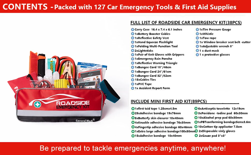 General Roadside Car Emergency Kit Include Mini First Aid Kit - First Aid Kit And Travel First - View #9