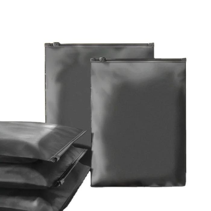 Vyrobitelné zip bagy vysoké kvality s matně černým posuvným uzávěrem z PVC pro balení oblečení