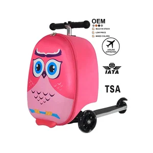 Promotion Stock Goods Cheap Price 19" EVA Lovely Owl Cartoon Kids Scooter Luggage Suitcase