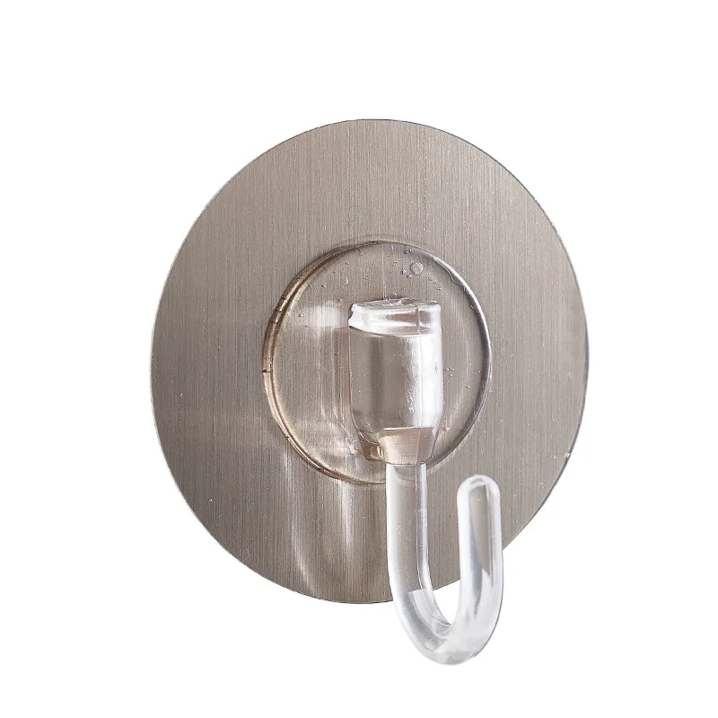 Crystal Round Traceless Suction Cup Hook Pc Plastic Large Bend Hook Transparent Wall Mounted Hook factory