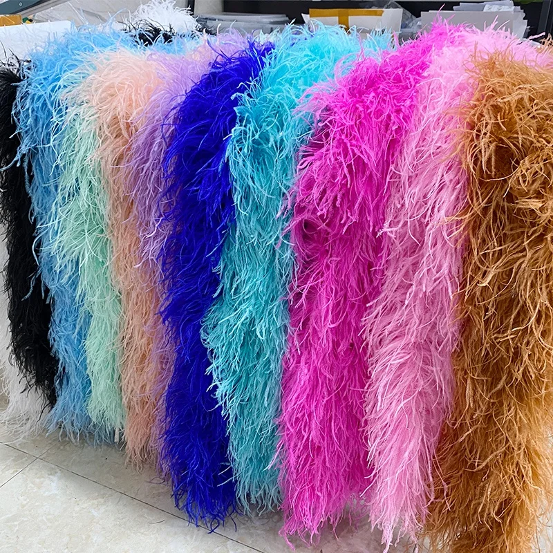 2M Natural Ostrich Feathers Boa Trim Customized 20 30PLY Feather