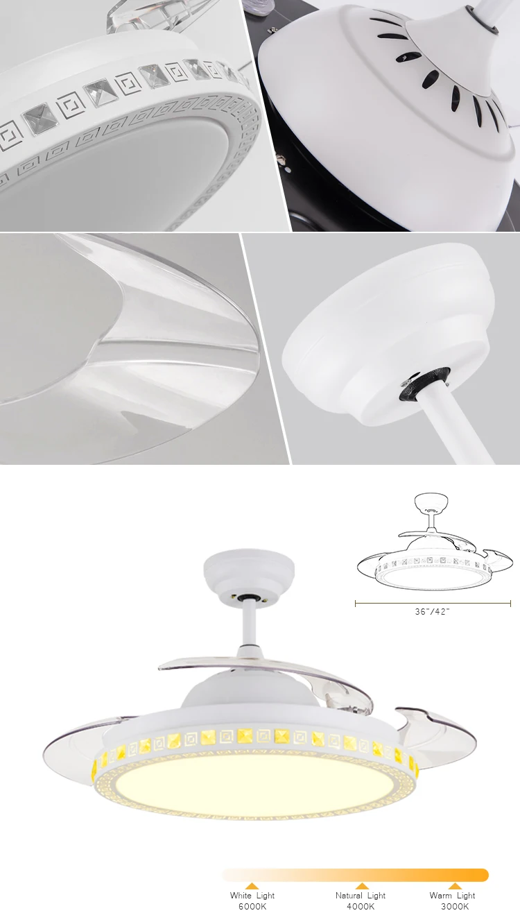 42 inches Super Silent Remote 25w Living Room Ceiling Fan with Light