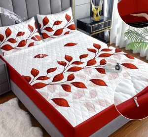 3PCS Printed Waterproof Fitted Sheet Set King Size 3pcs Drap-housse Imperméable Wholesale Leak-proof Bedding Fitted Sheet Set