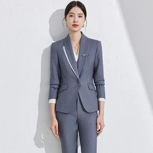 Spring and Autumn Fashion Women's Formal Coat V-neck Lapel Button Pocket Suit Jacket 2026 New Women's Suit Jacket
